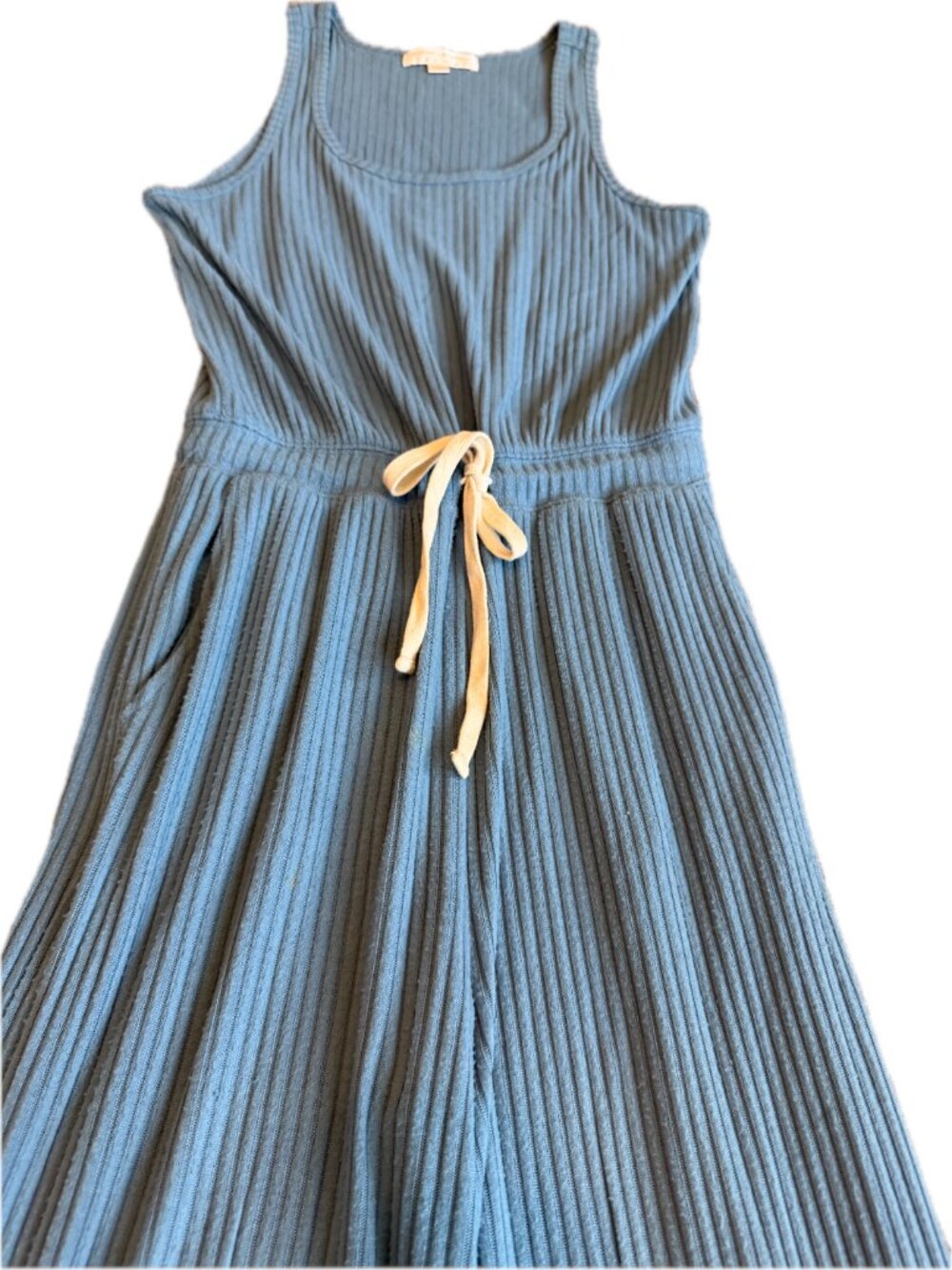 Spiritual Gangster Dusty Blue Ribbed Wide Leg Jumpsuit Racerback X-Small Women's - Picture 4 of 12